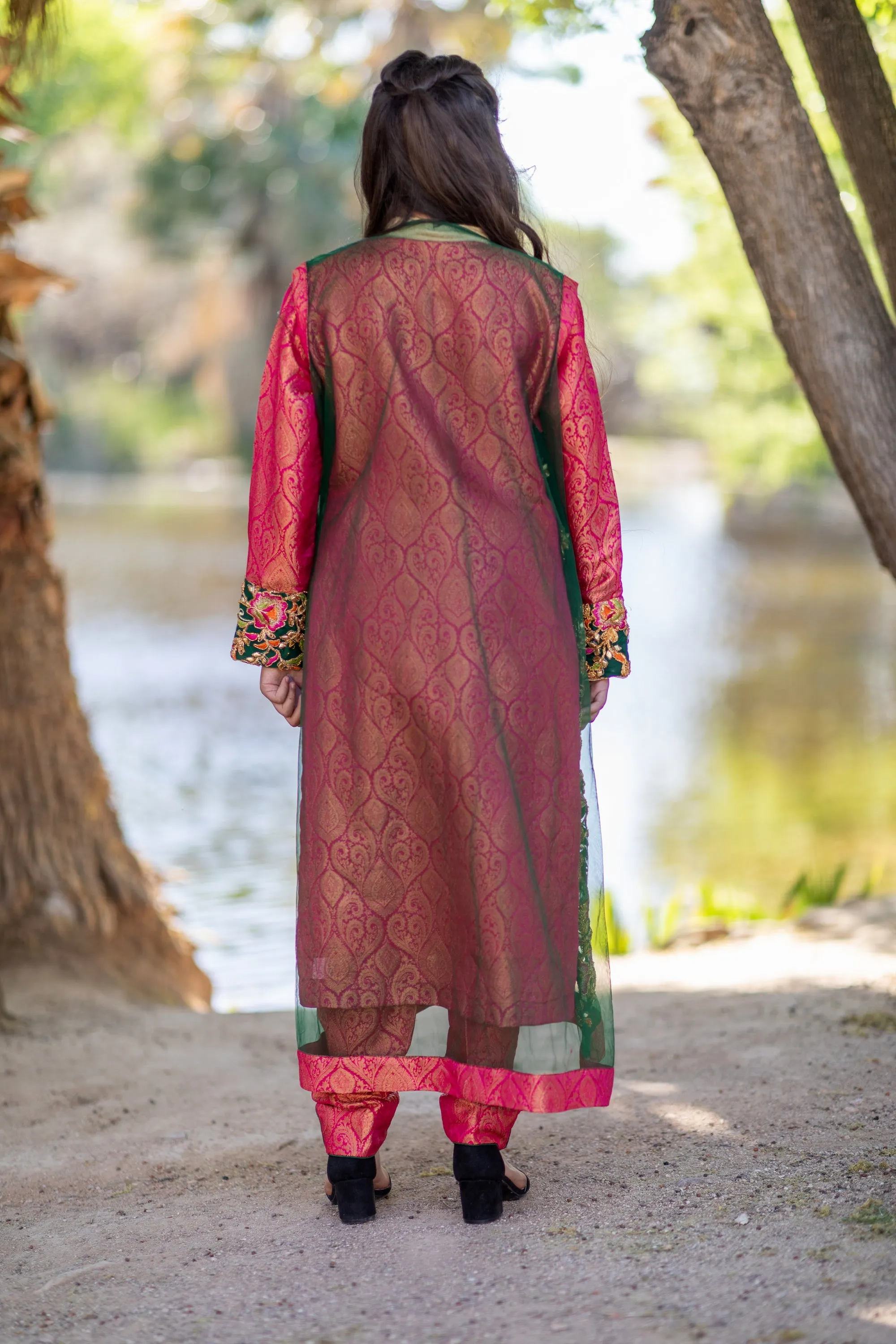 Jamawar Brocade Net Dress-Salwar Kameez