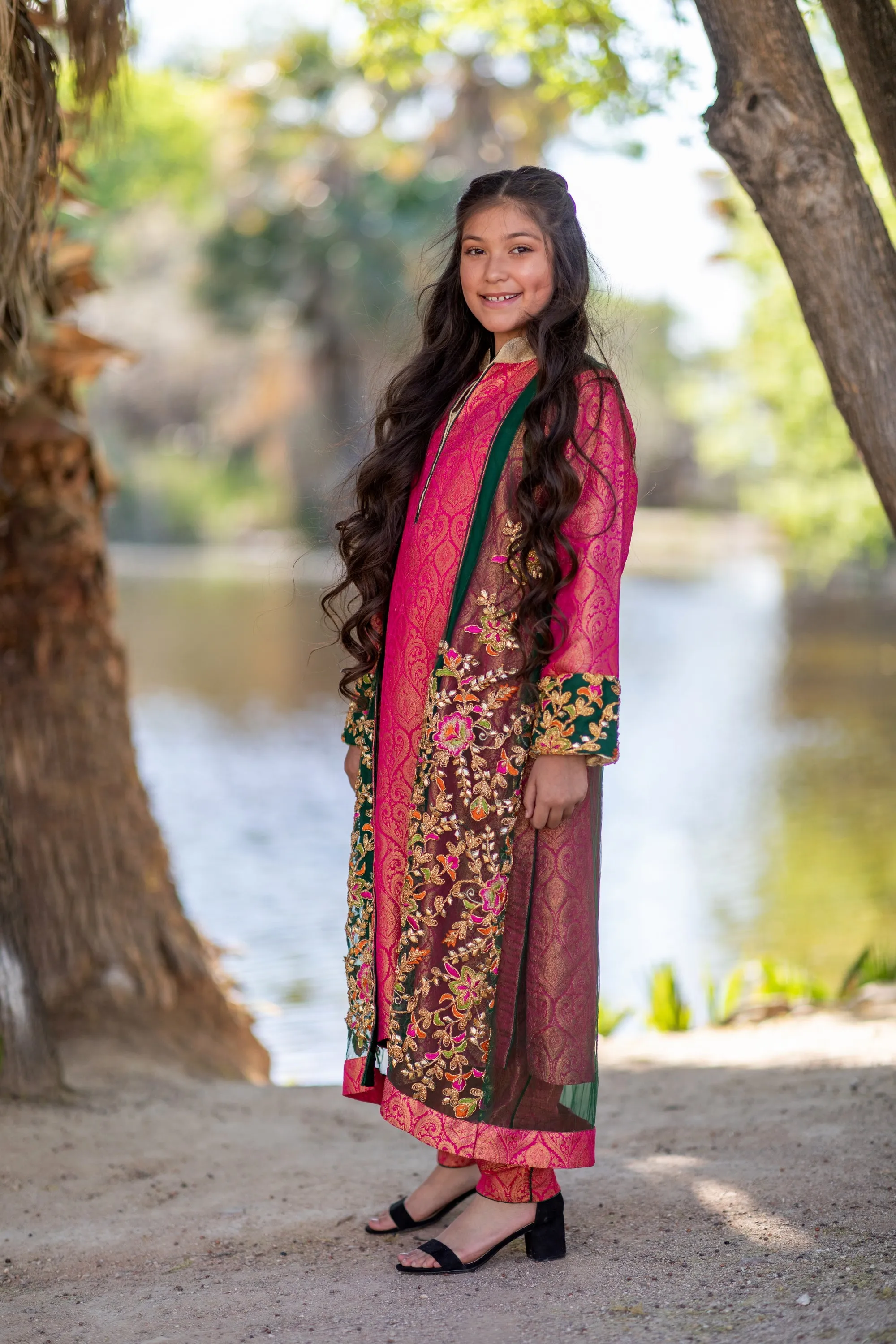 Jamawar Brocade Net Dress-Salwar Kameez