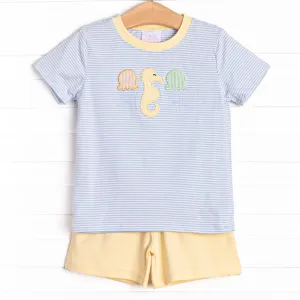 Jellyfish Fields Applique Short Set, Blue