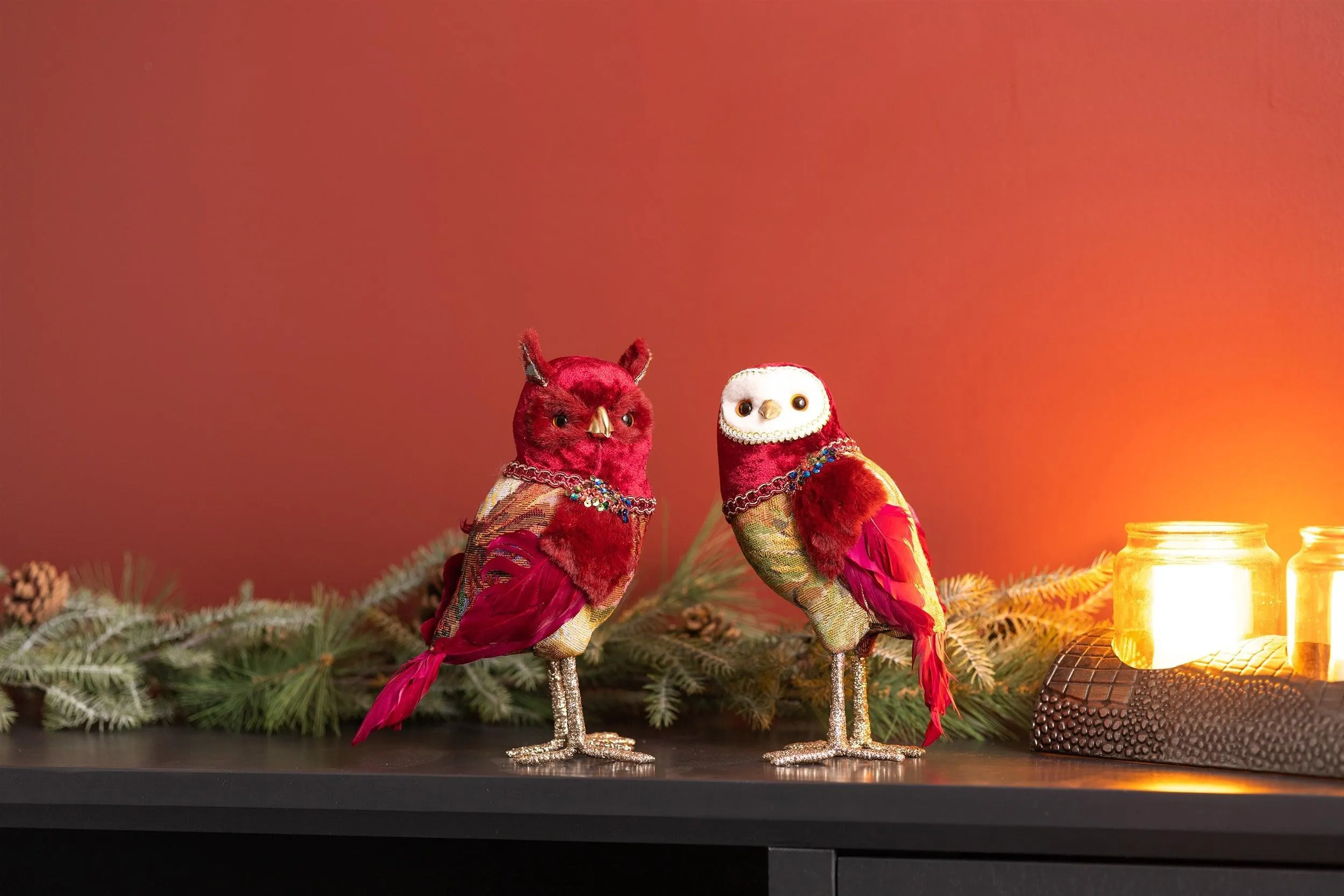 Jeweled Tapestry Owl Shelf Sitter (Set of 4)