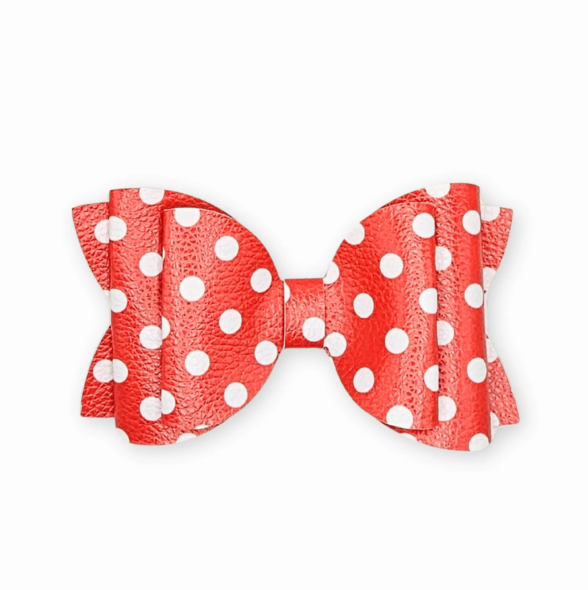 Josie - Red Poke A Dot Faux Leather Hair Bow