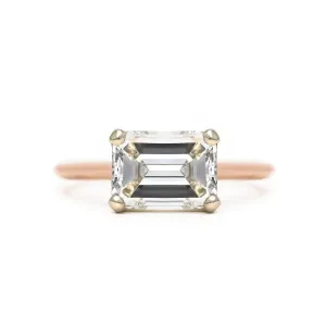 Jules Ring | Emerald Cut Diamond Solitaire with East West Setting