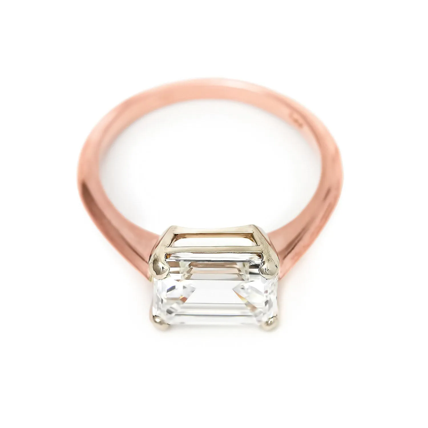 Jules Ring | Emerald Cut Diamond Solitaire with East West Setting