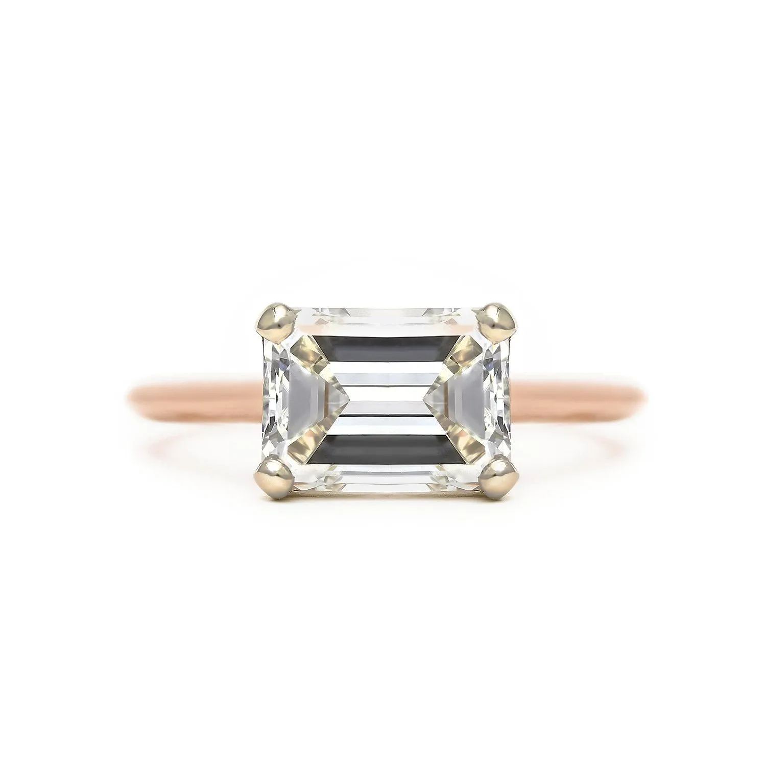 Jules Ring | Emerald Cut Diamond Solitaire with East West Setting