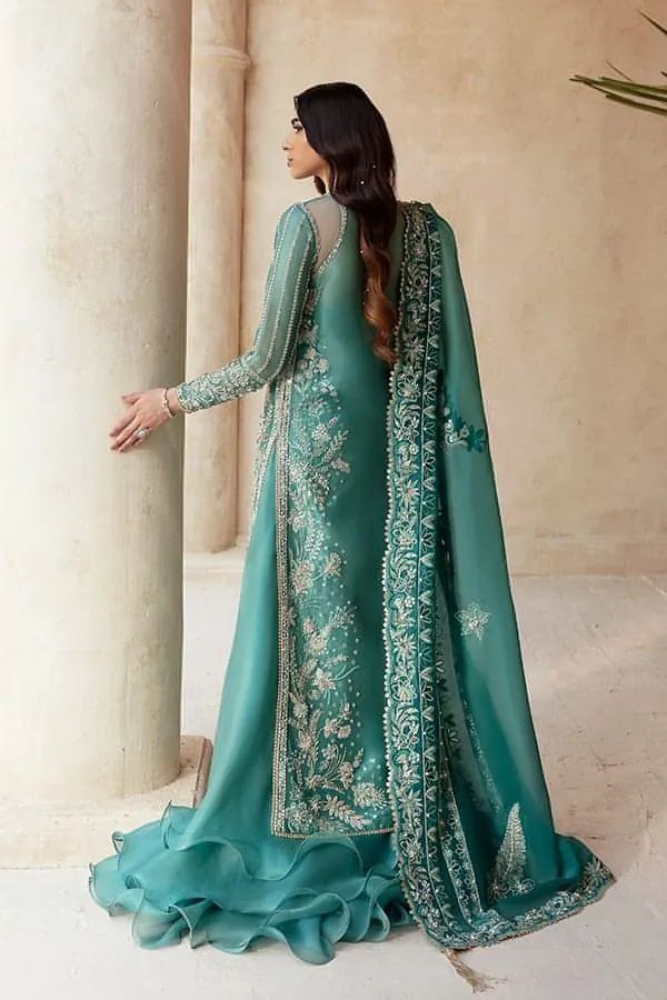 Kameez Sharara Dupatta Blue Pakistani Wedding Dress
