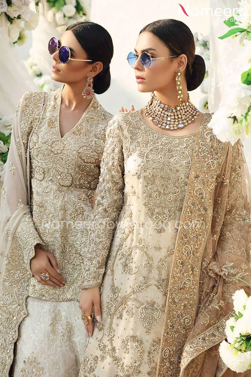 Latest Bridal Lehenga Kameez Dress in Gold Color #BS522