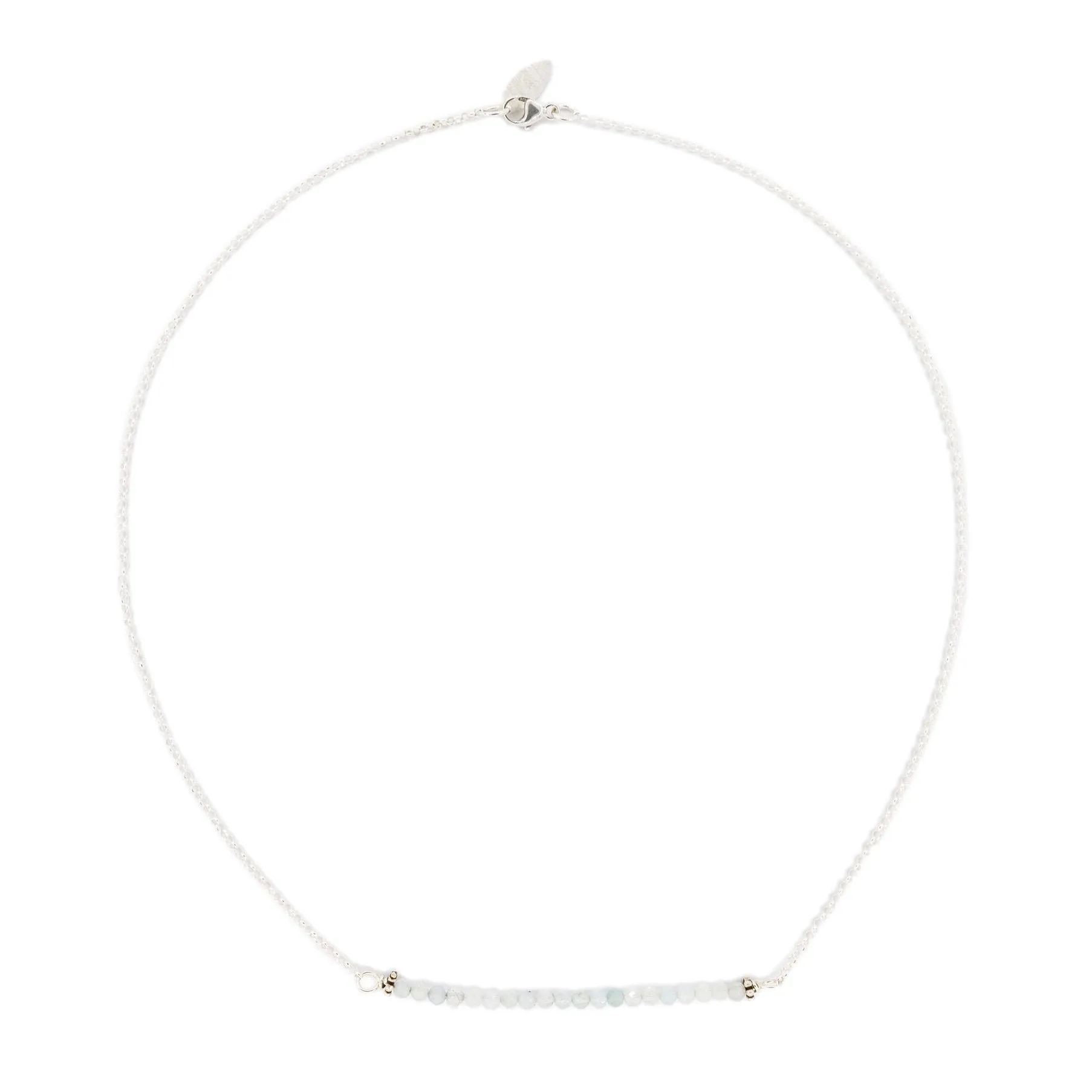 Lee - Aquamarine Balance Bar Beaded Gold or Silver Necklace