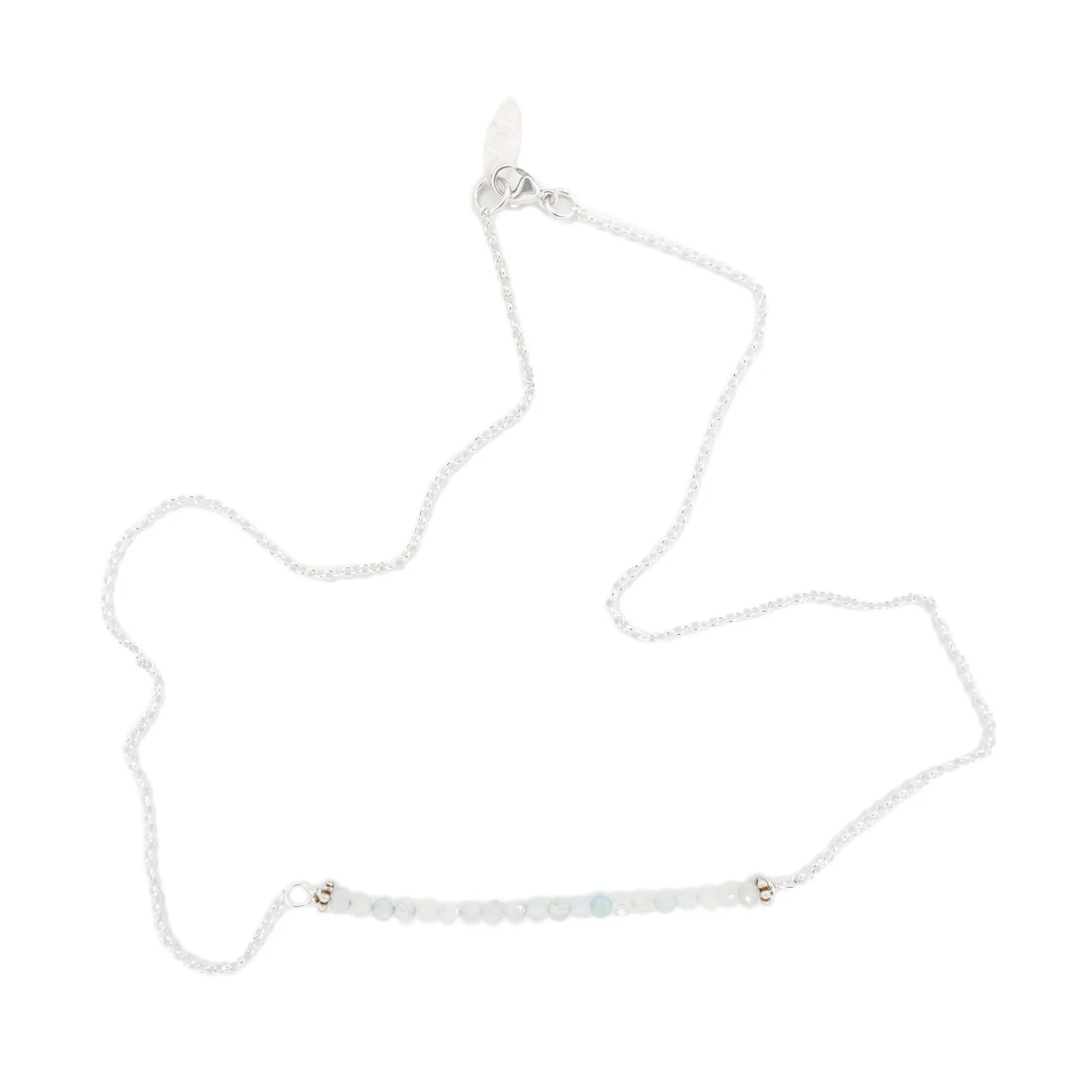 Lee - Aquamarine Balance Bar Beaded Gold or Silver Necklace