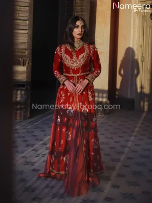 Lehenga Frock Pakistani Maroon Bridal Dress #BS197
