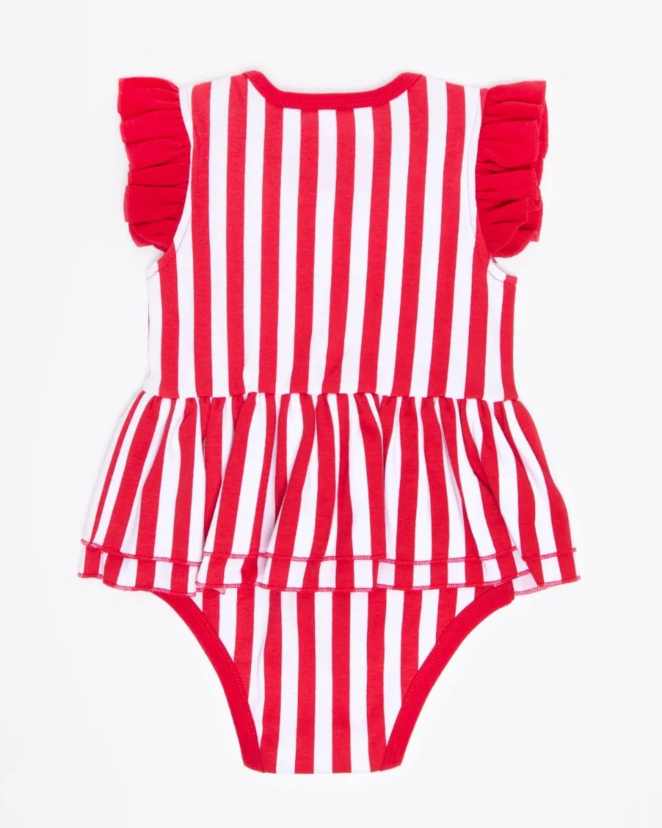 LFC Baby Frill Stripe Bodysuit Red & White