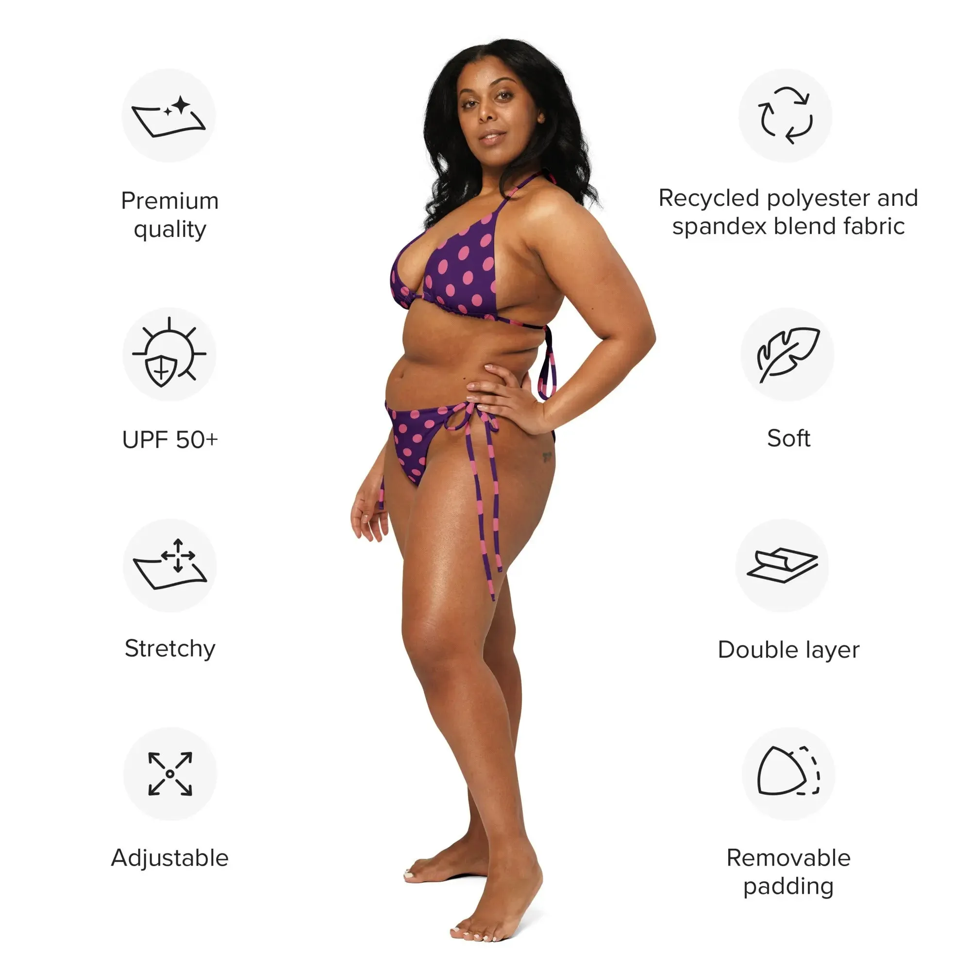 Lila & Azalea Polka Dot String Bikini