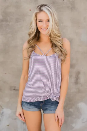Lost In Love Striped Tank Top - Purple