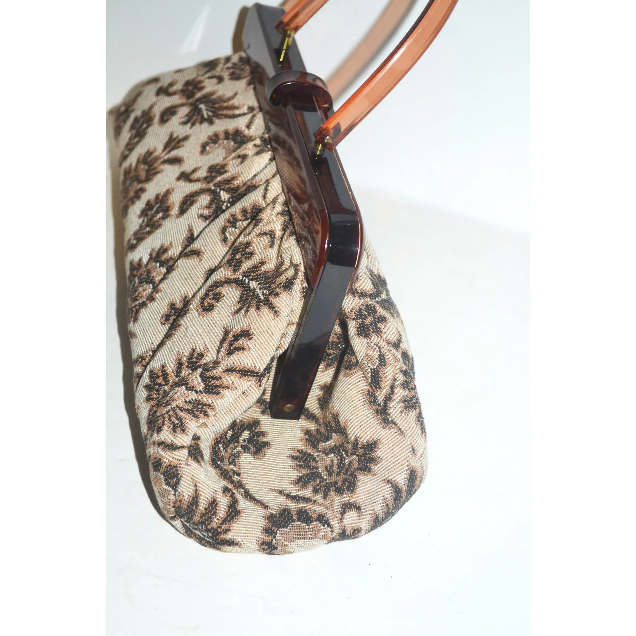 Lucite & Tapestry Pouch Purse