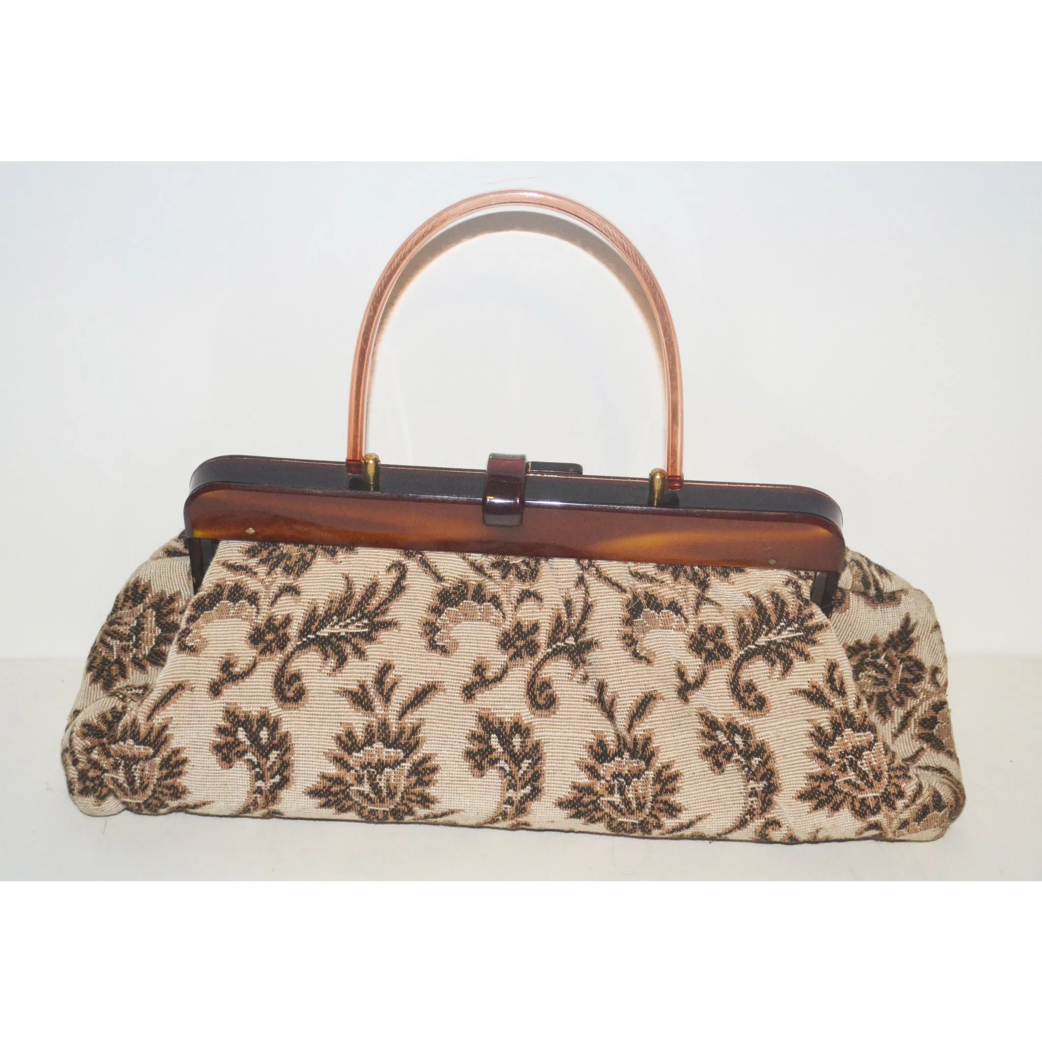 Lucite & Tapestry Pouch Purse