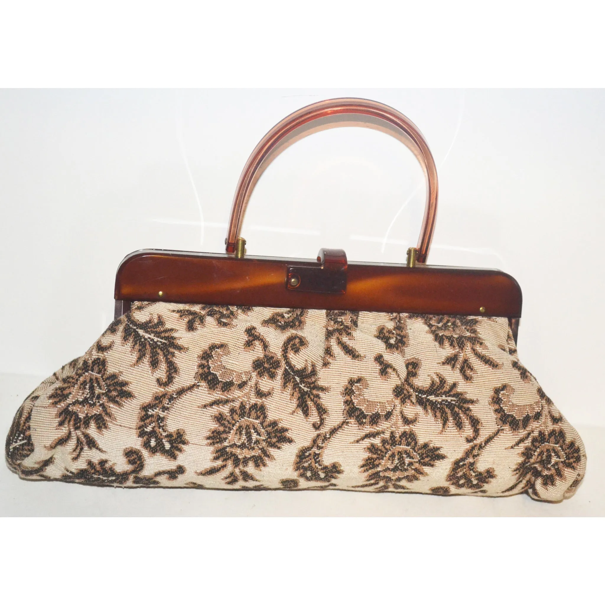Lucite & Tapestry Pouch Purse