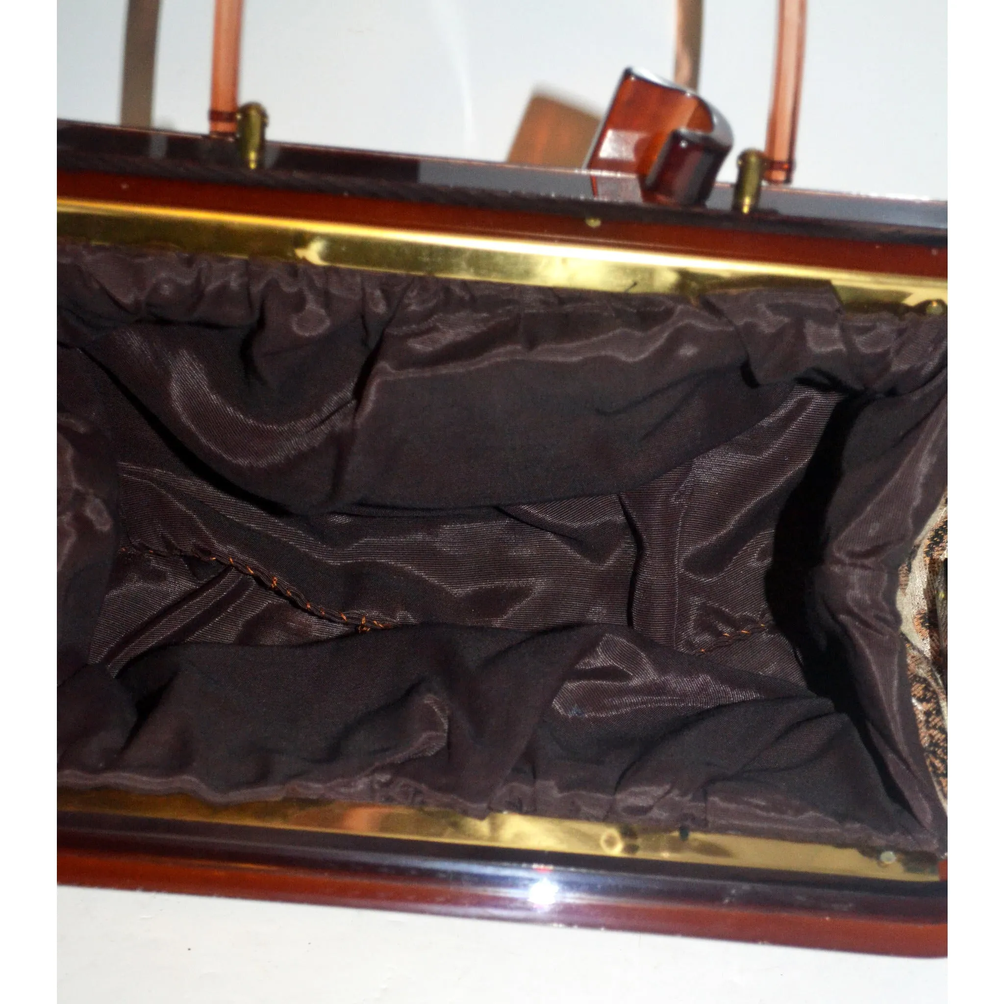 Lucite & Tapestry Pouch Purse