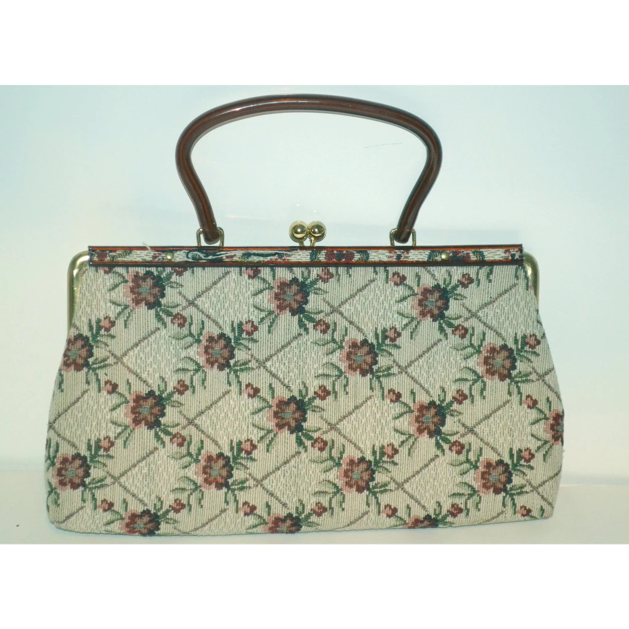 Lucite Trimmed Tapestry Purse