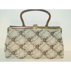 Lucite Trimmed Tapestry Purse