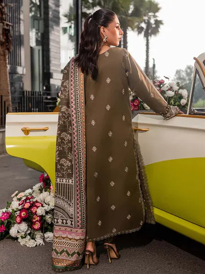 Luxury Mehndi Green Embroidered Pakistani Salwar Kameez Dupatta Suit
