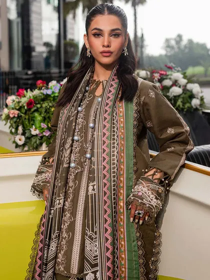 Luxury Mehndi Green Embroidered Pakistani Salwar Kameez Dupatta Suit