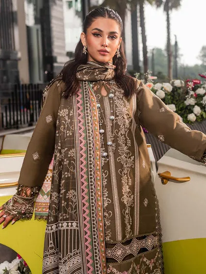 Luxury Mehndi Green Embroidered Pakistani Salwar Kameez Dupatta Suit