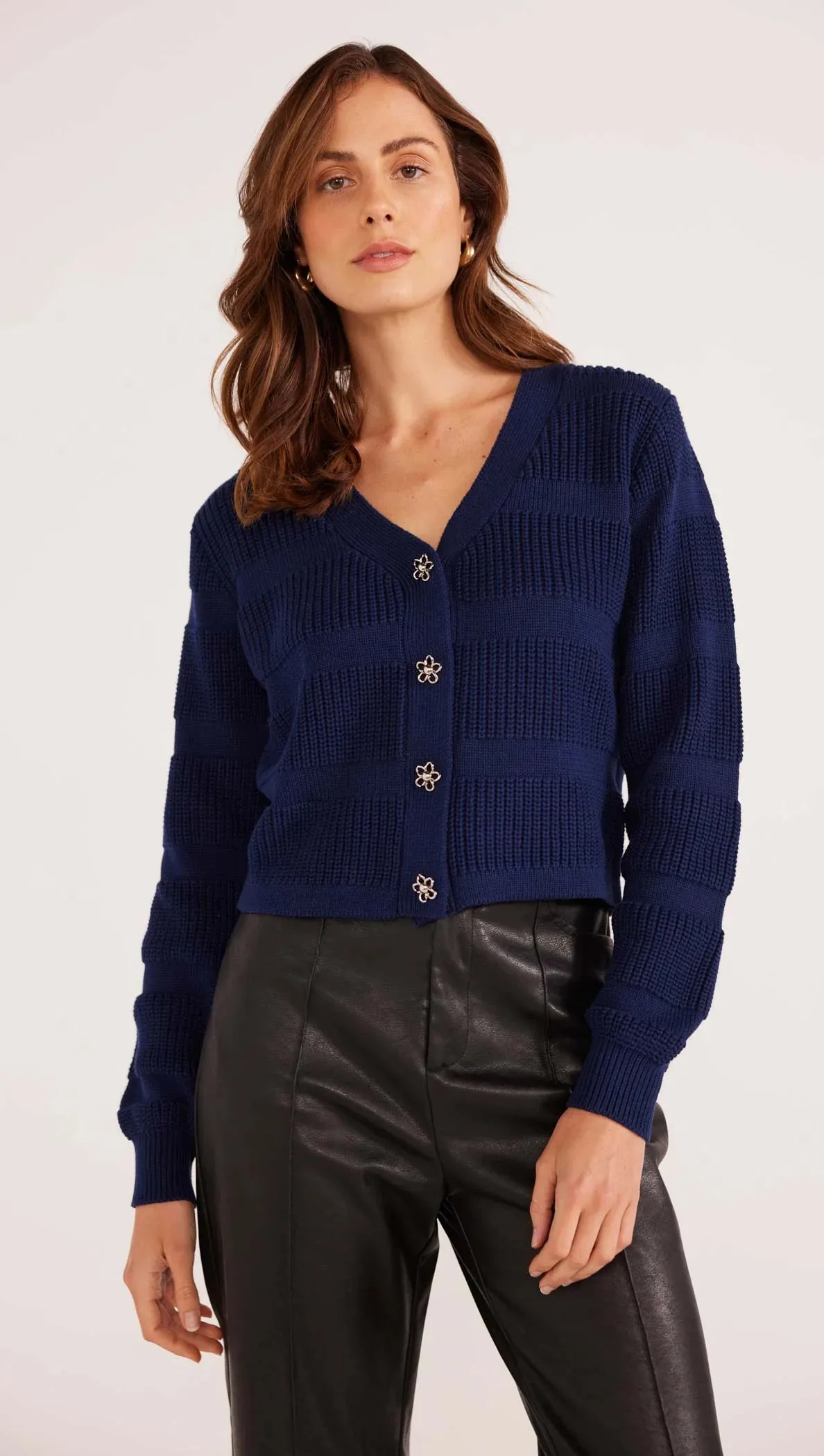 MACY STRIPE RIB CARDIGAN