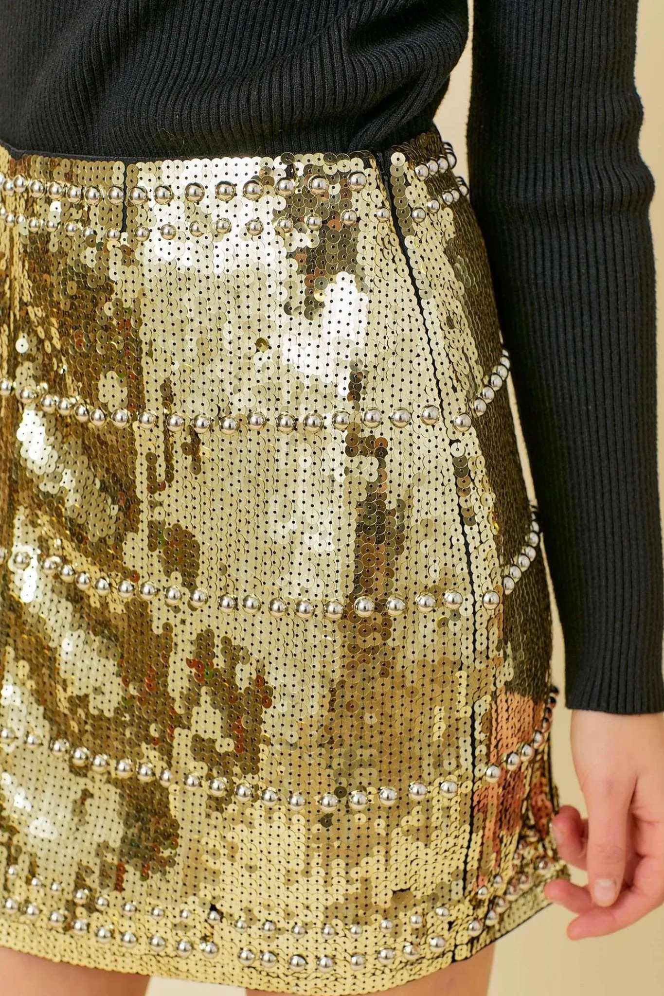Main Strip: Stud Sequin Mini Skirt