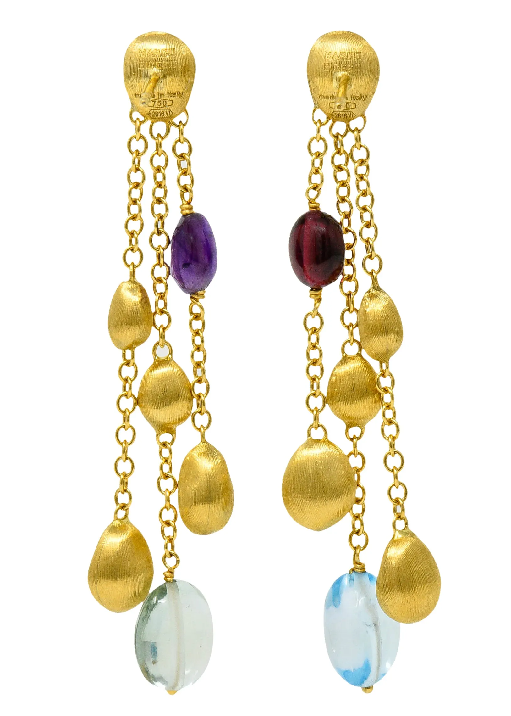 Marco Bicego Multi-Gem 18 Karat Gold Confetti Tassel Drop Earrings