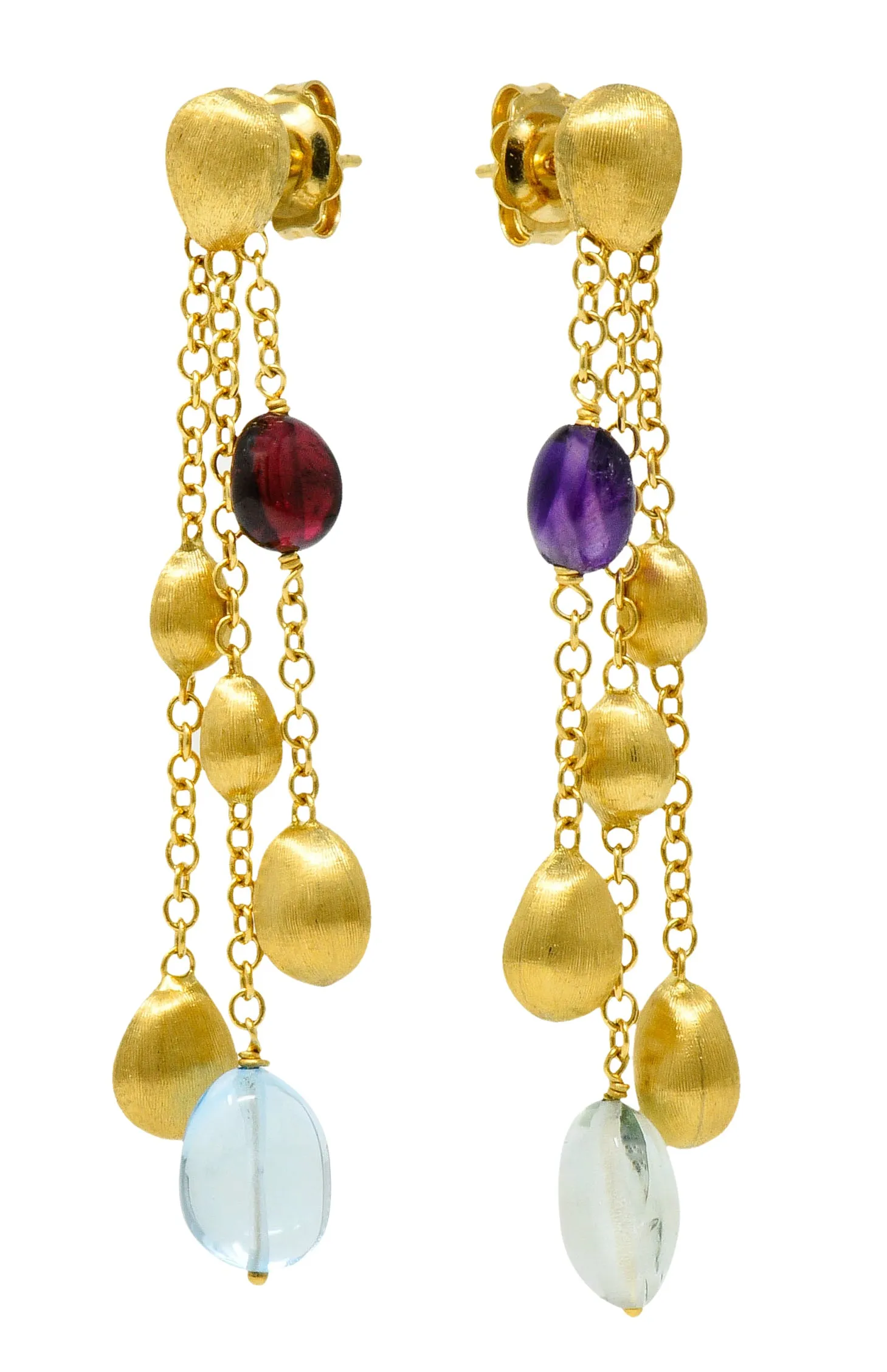 Marco Bicego Multi-Gem 18 Karat Gold Confetti Tassel Drop Earrings