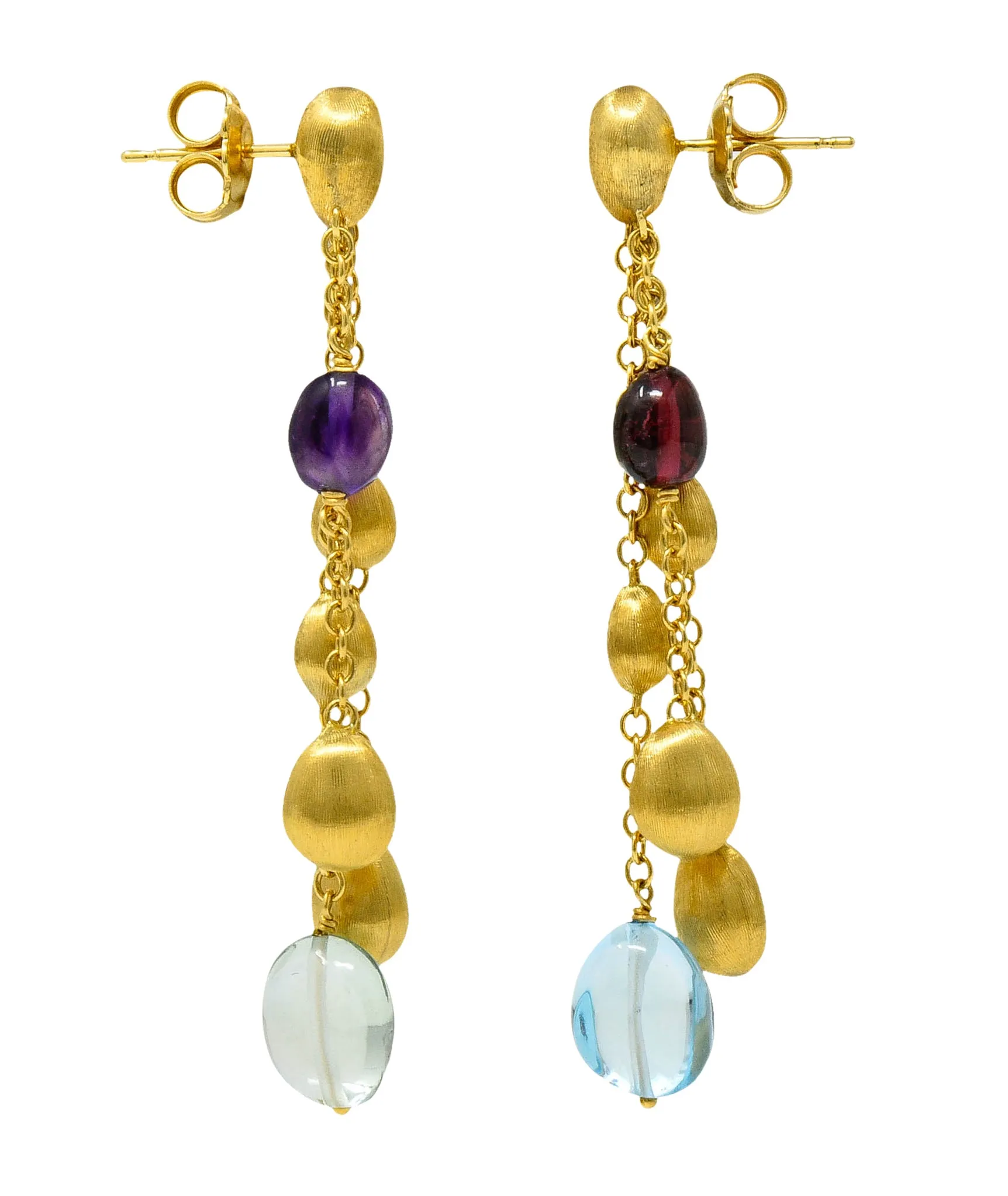 Marco Bicego Multi-Gem 18 Karat Gold Confetti Tassel Drop Earrings