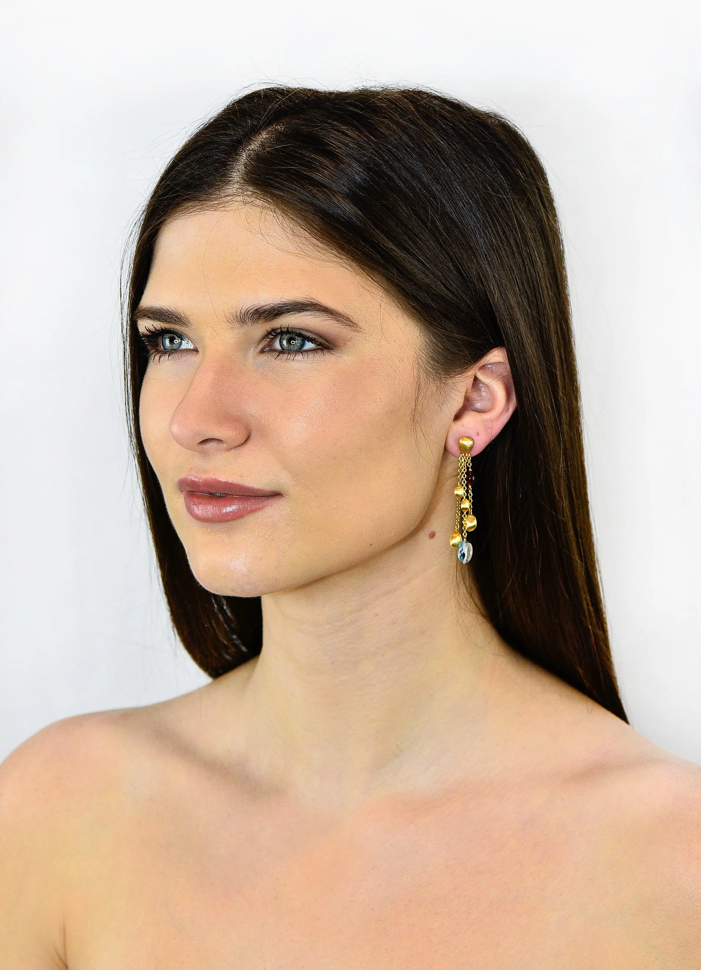 Marco Bicego Multi-Gem 18 Karat Gold Confetti Tassel Drop Earrings