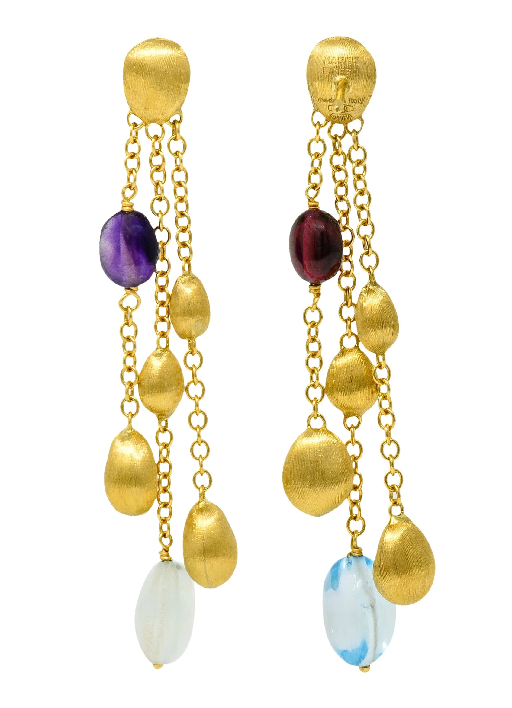 Marco Bicego Multi-Gem 18 Karat Gold Confetti Tassel Drop Earrings