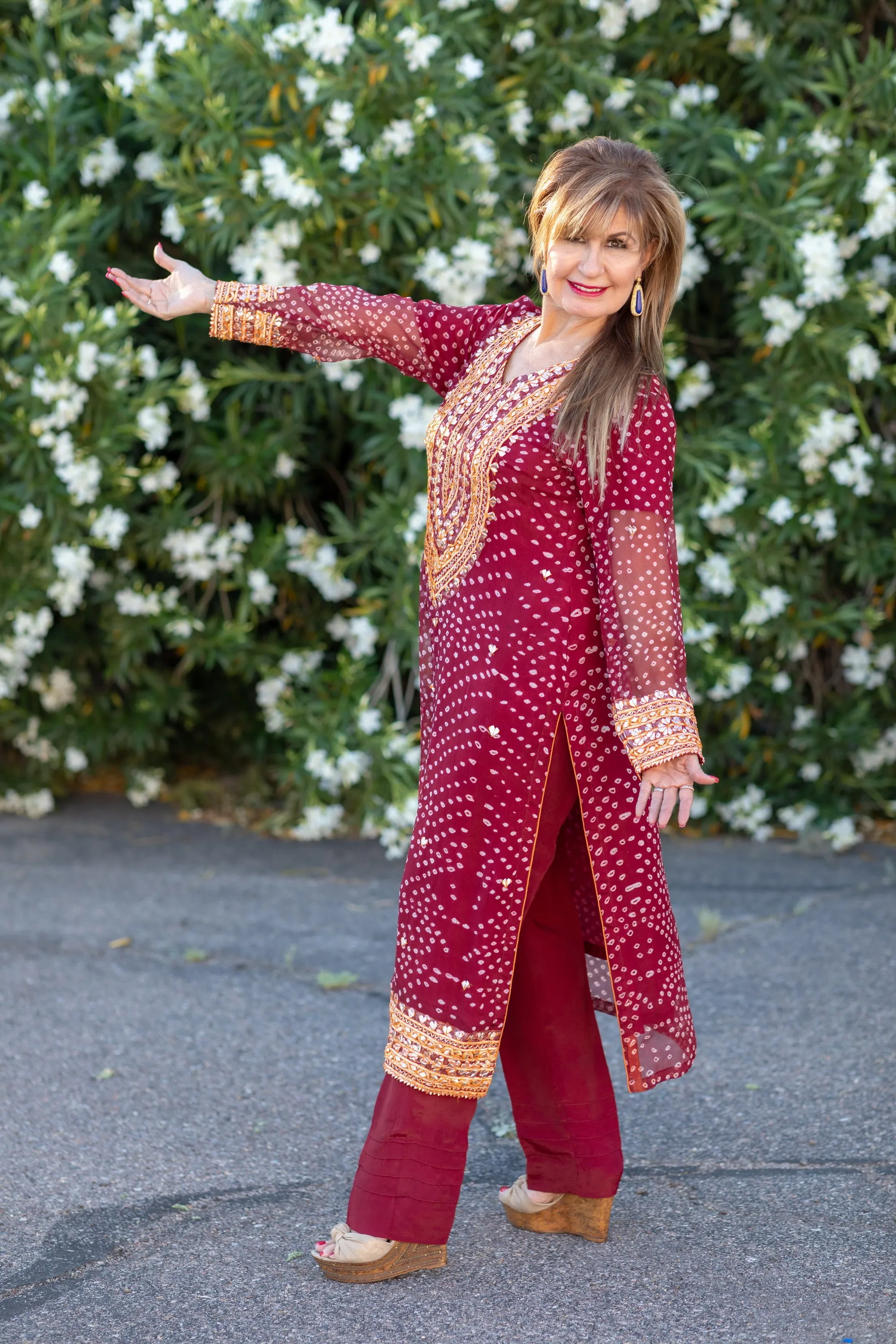 Maroon Chiffon Salwar Kameez Suit with Embroidery