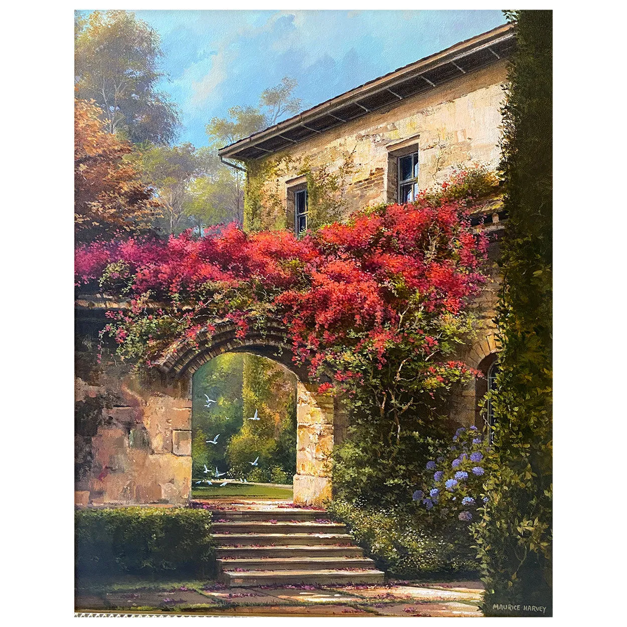 MAURICE HARVEY Oil on Canvas Painting, Mission Tapestry, California