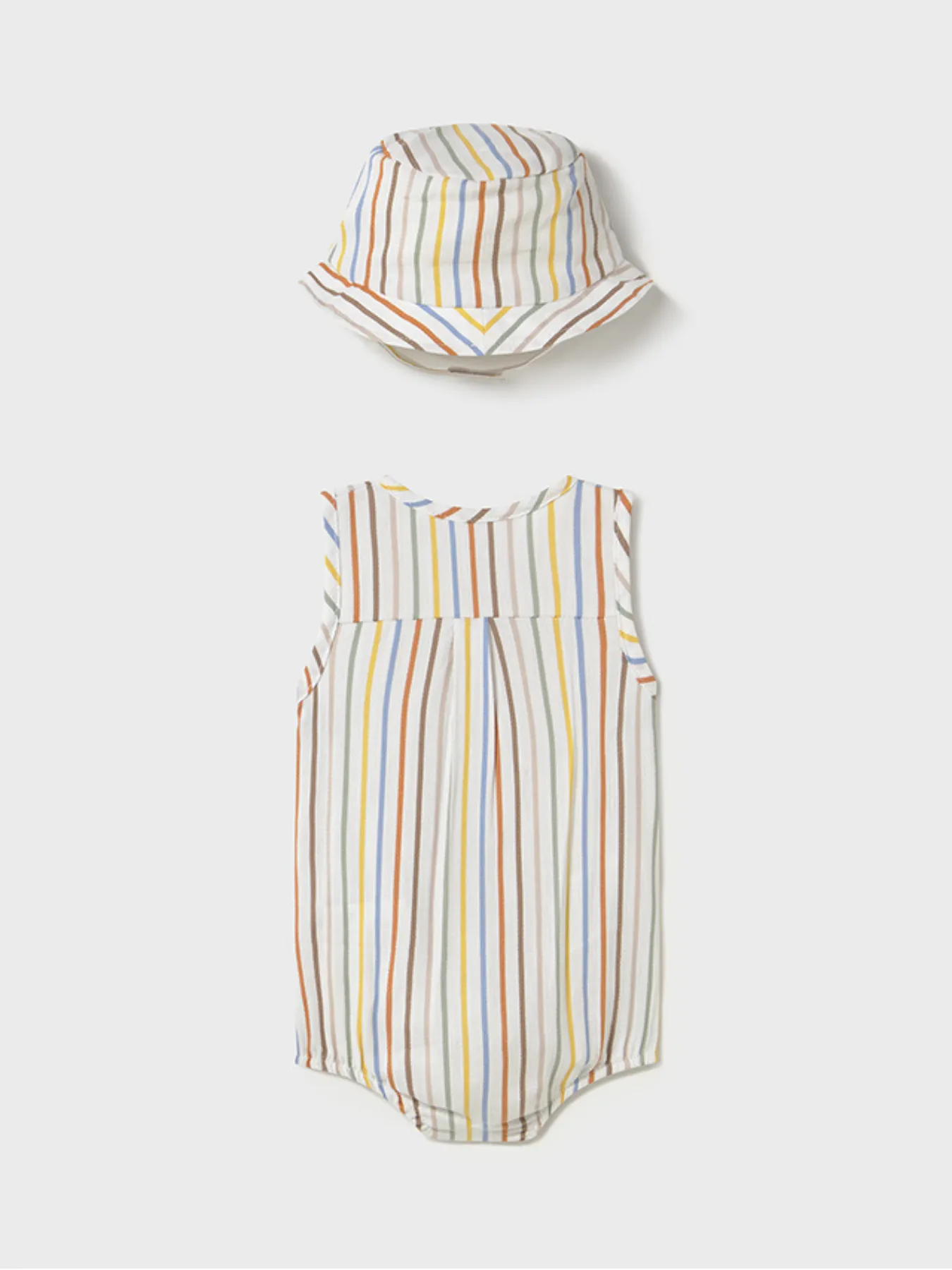 Mayoral Baby Boy Multi Striped Romper With Sun Hat