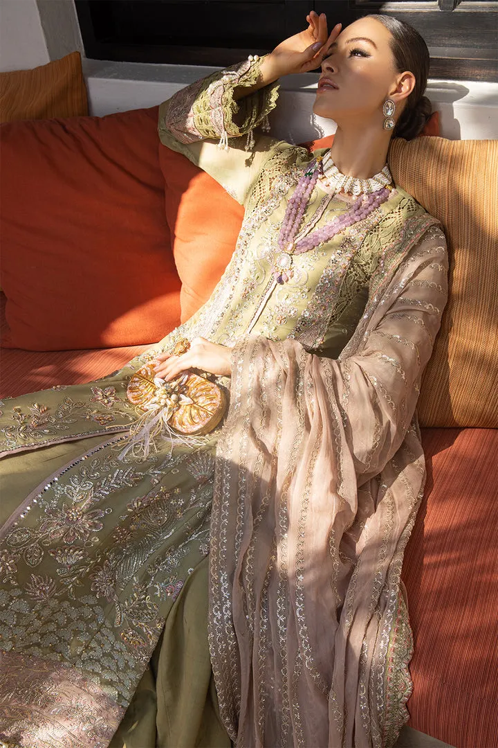 Mendi Green Embellished Kameez Sharara Pakistani Wedding Dress