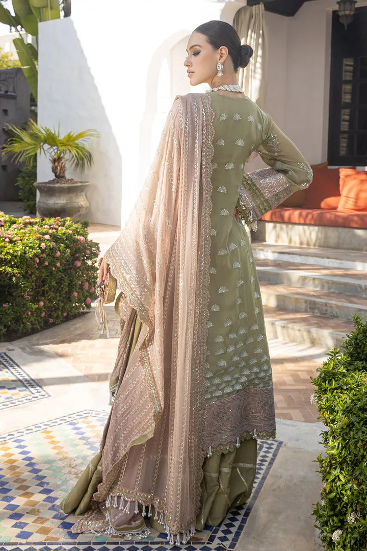 Mendi Green Embellished Kameez Sharara Pakistani Wedding Dress