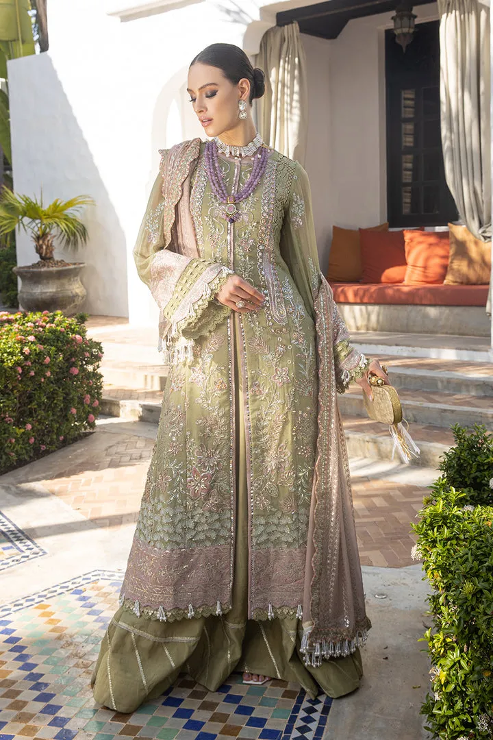 Mendi Green Embellished Kameez Sharara Pakistani Wedding Dress