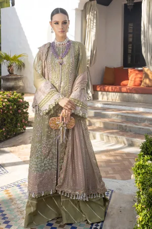 Mendi Green Embellished Kameez Sharara Pakistani Wedding Dress
