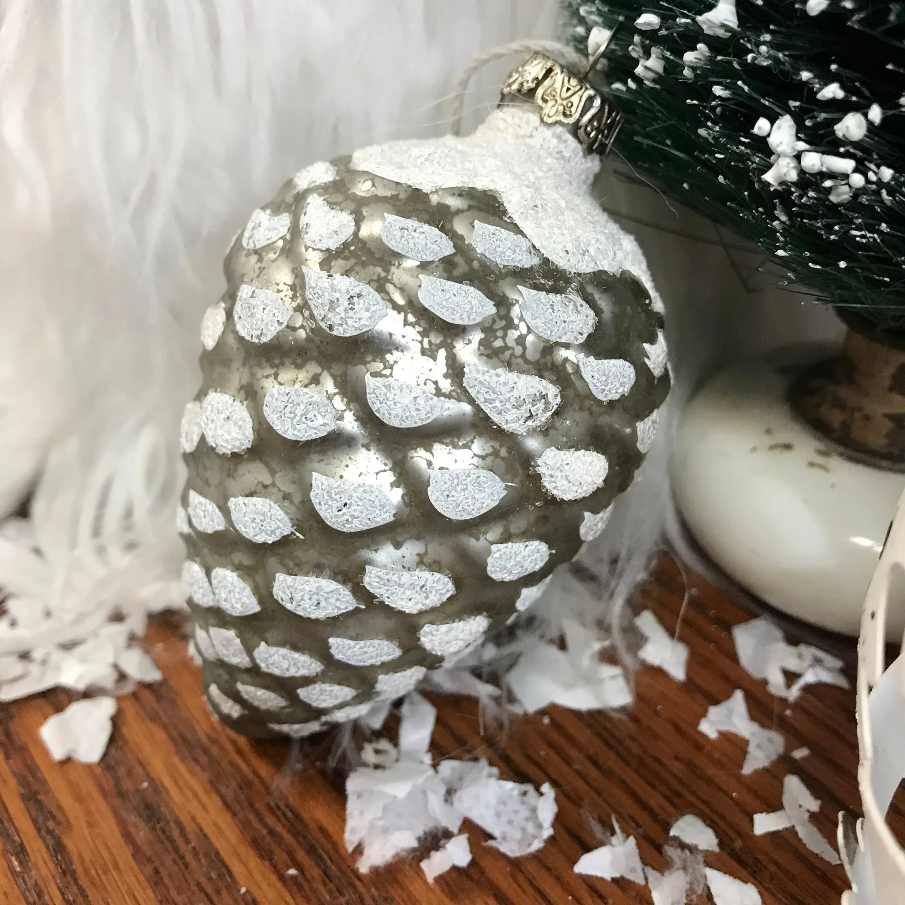 Mercury Glass Pinecone Ornament Christmas