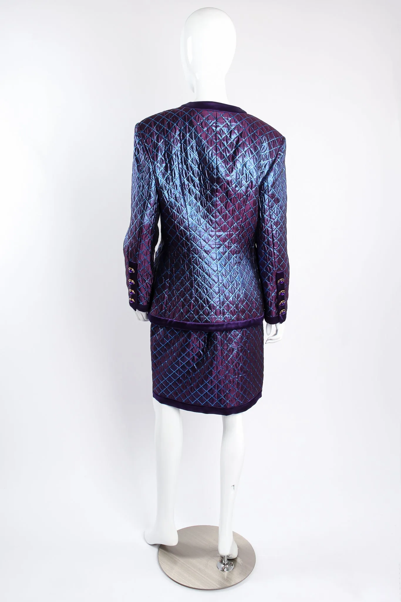 Metallic Diamond Brocade Jacket & Skirt Set