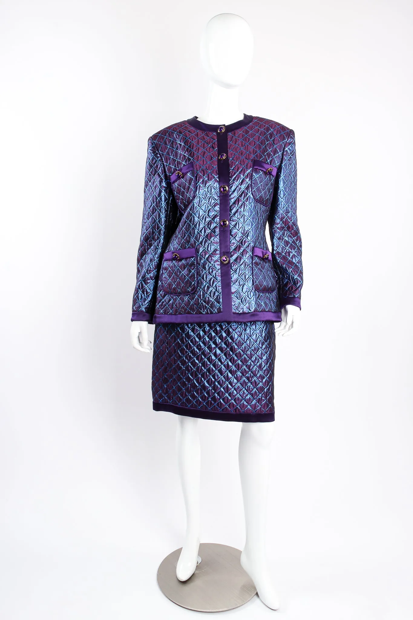 Metallic Diamond Brocade Jacket & Skirt Set
