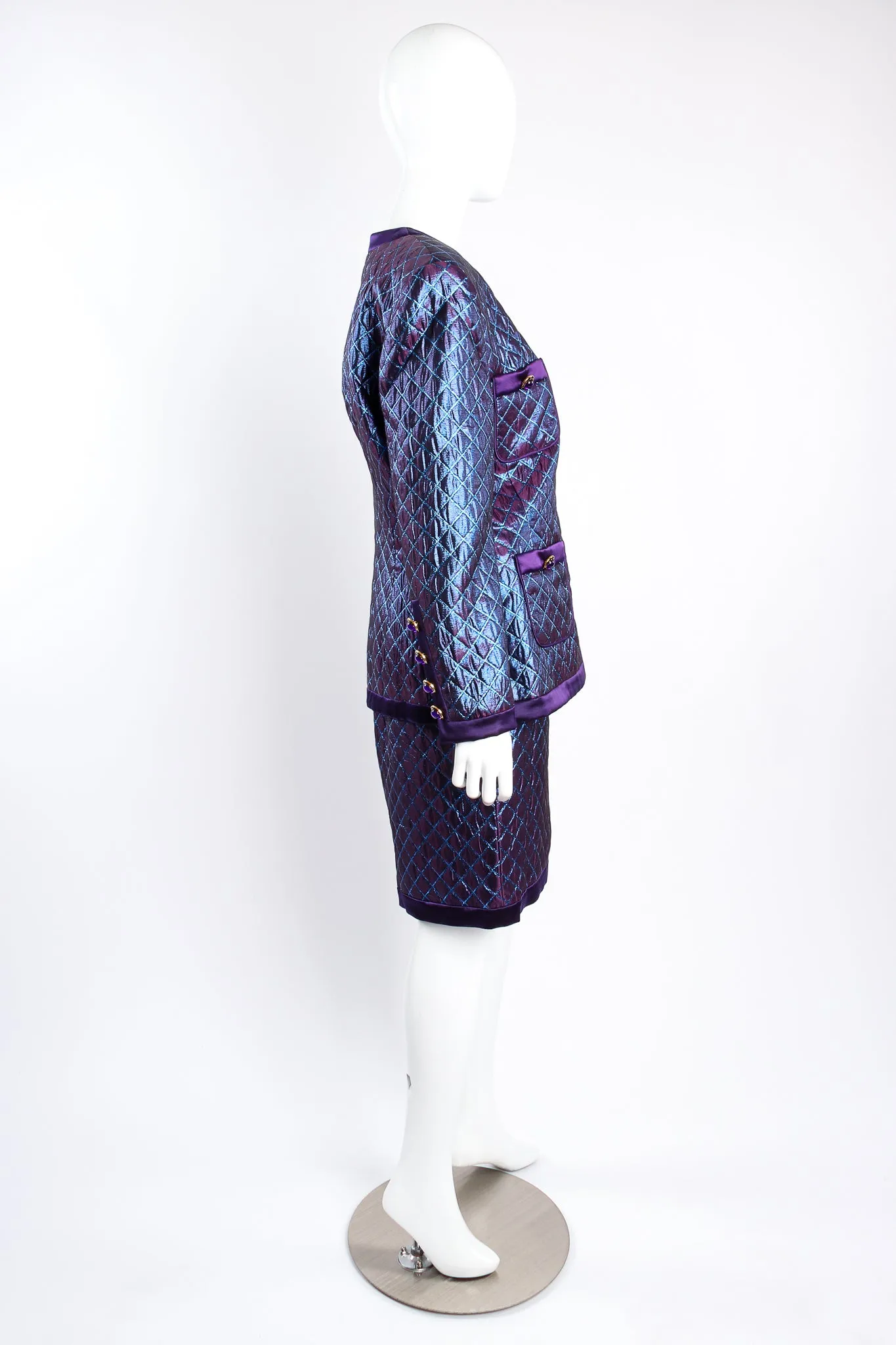 Metallic Diamond Brocade Jacket & Skirt Set