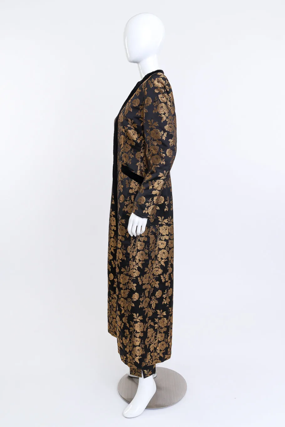 Metallic Floral Brocade Duster & Pant Set