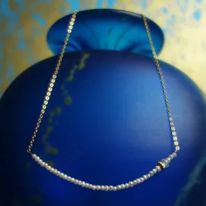 Micro Pearl BAR necklace on gold