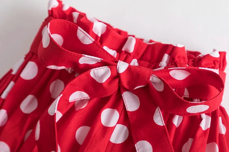 Minnie Polka Dot Shorts and Romper Top Set with Headband