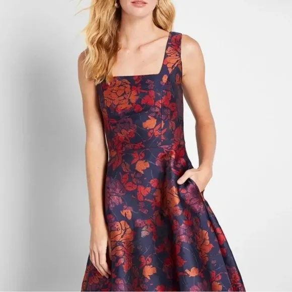 ModCloth Floral Sleeveless Spring Feminine A Line Blue Mini Print Dress size 2