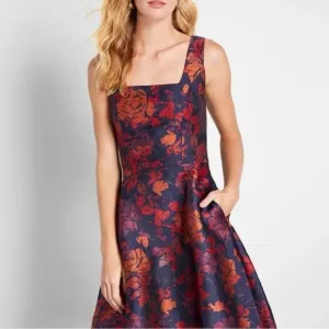 ModCloth Floral Sleeveless Spring Feminine A Line Blue Mini Print Dress size 2