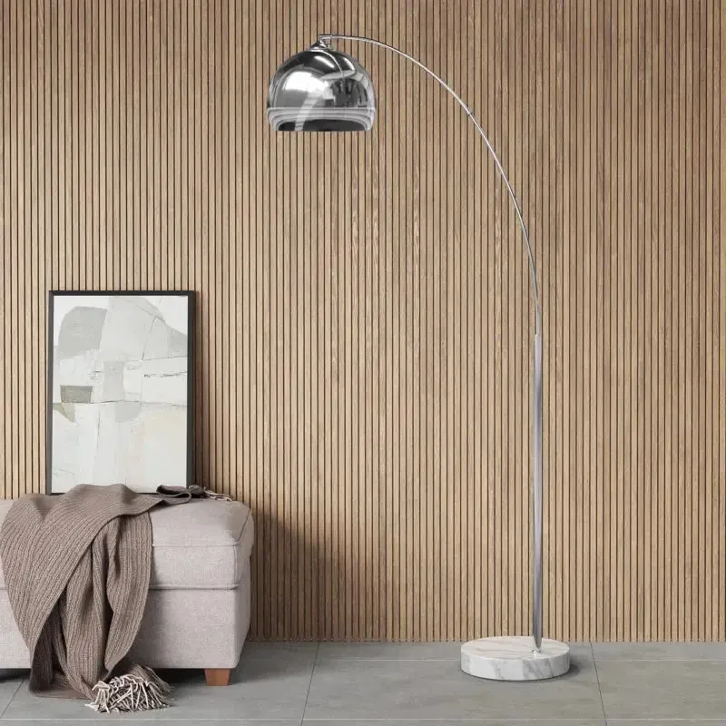 Modern Arc Floor Lamps with Colorful Metallic Dome Shades