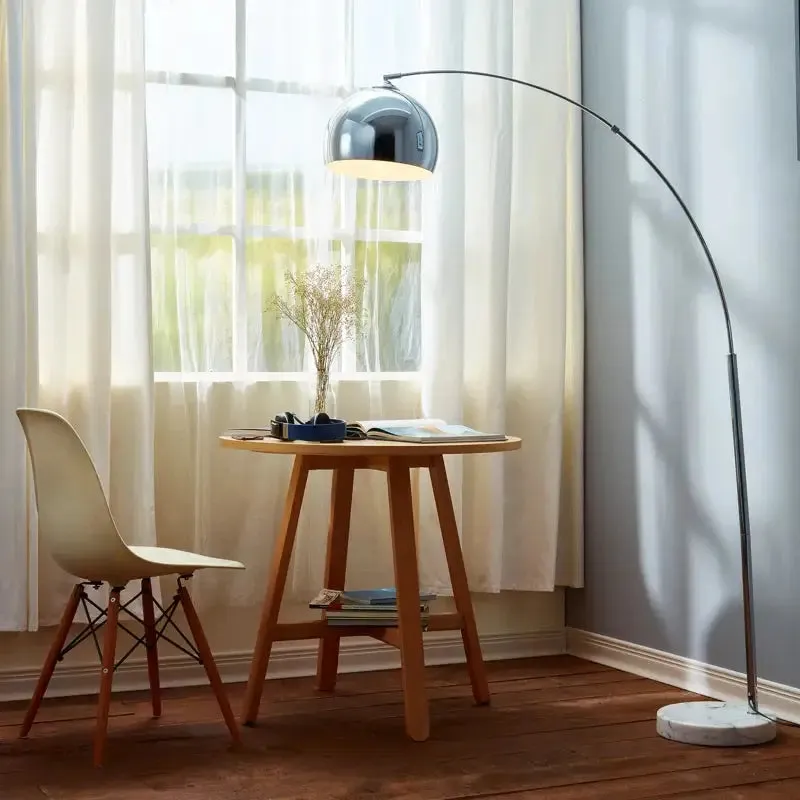 Modern Arc Floor Lamps with Colorful Metallic Dome Shades